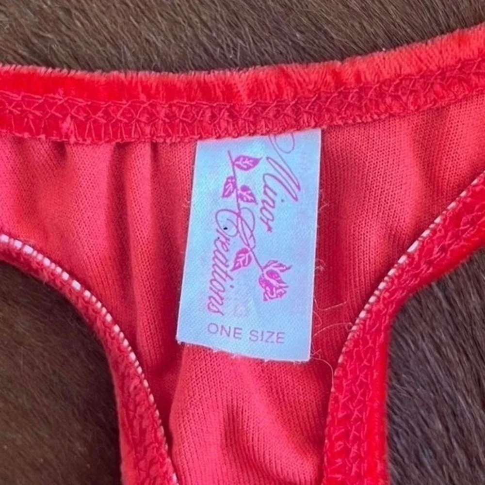 mens‎ Vintage Minor Creations Red Crushed Velvet Thong - One Size